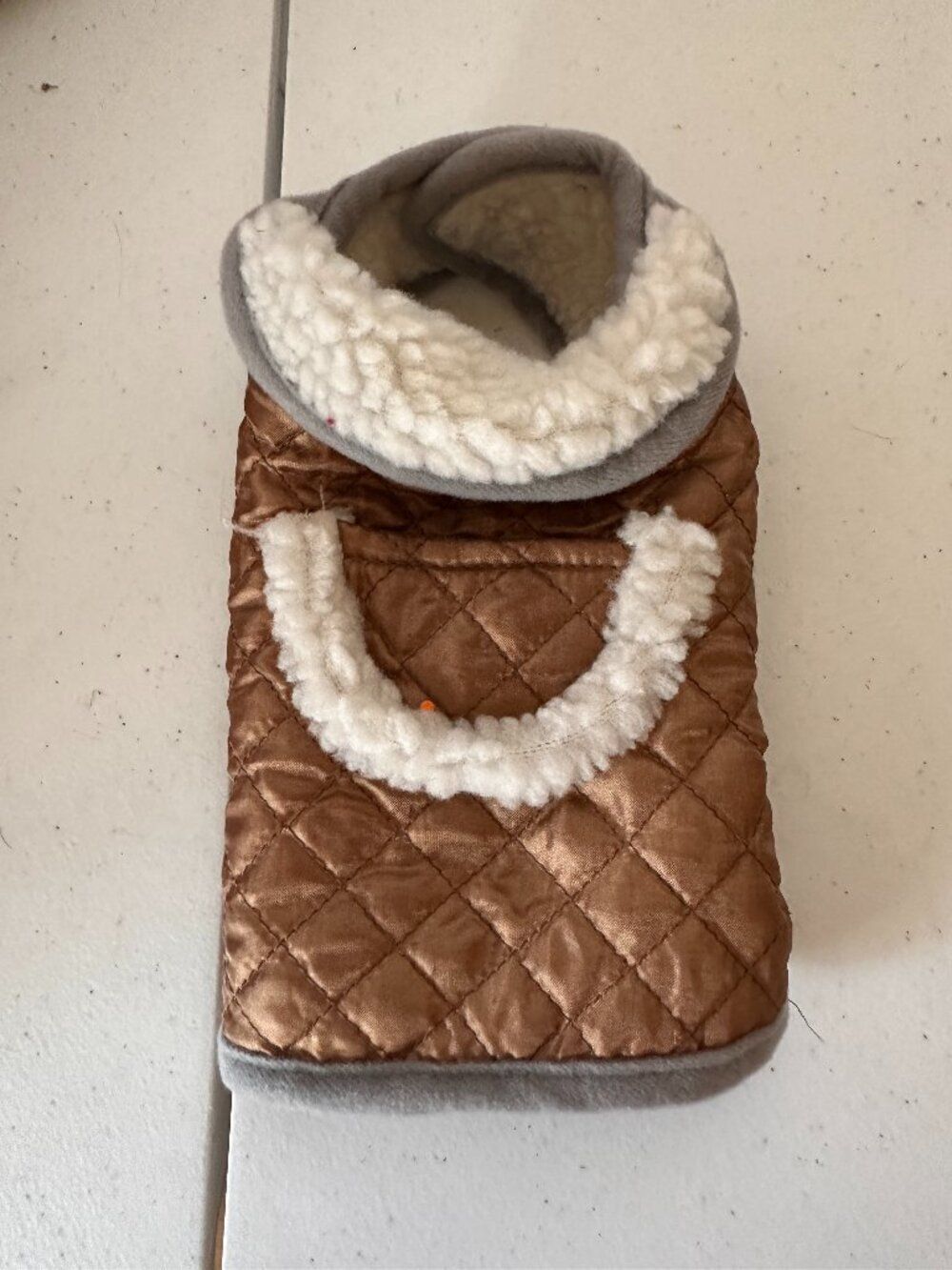 Bronze Quilted Dog Jacket Size XS – Lightweight Warm Pet Apparel